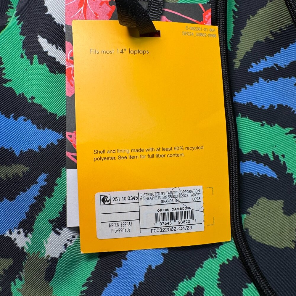 NWT Diane Von Furstenberg Laptop Bag Disco Zebra Green Fits most 14 inch laptops - Picture 6 of 16